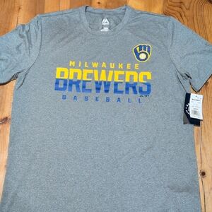 Majestic Gray Milwaukee Brewers Tee